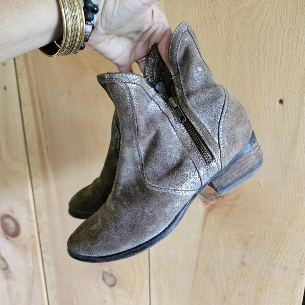 Seychelles Suede Leather Ankle Boots Size 6 Brown Biker Rockabilly
